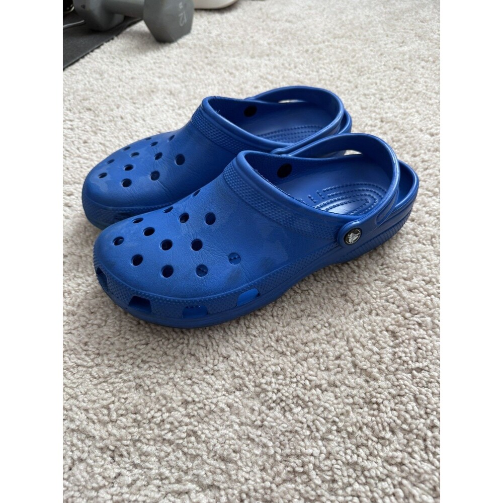 Crocs Classic Clog Men's US 11 Blue Slip-On Rubber Upper Logo Sandals